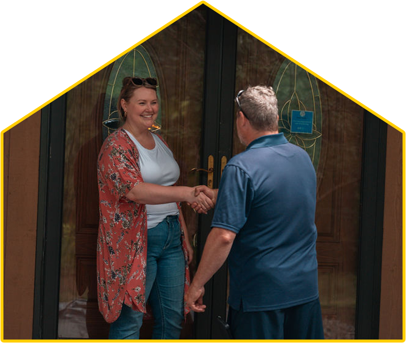 Keyzer Roofing Shaking Hands with Client at the Client's House